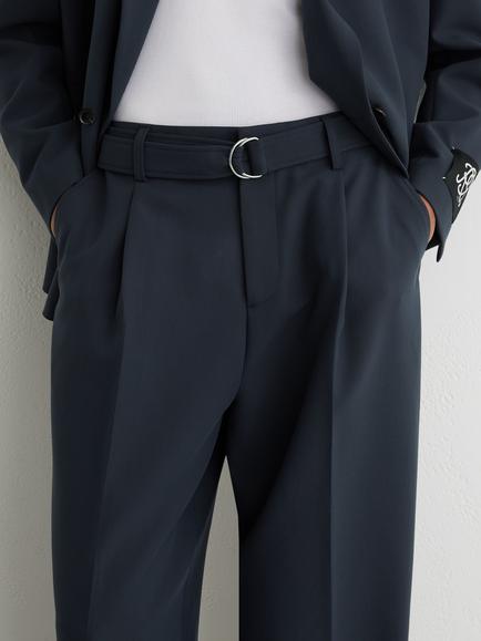 Reiss Atwell Monogram Relaxed Fit Belted Trousers, Airforce Blue - view 2, Airforce Blue