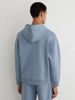 Reiss Conlin Monogram Embroidered Relaxed Hoodie, Powder Blue - view 2, Powder Blue