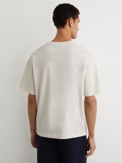 Reiss Rainer Monogram Embroidered Relaxed Fit T-Shirt - view 2, White