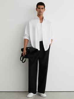 Reiss Powell Monogram Embroidered Relxed Fit Shirt, White, White