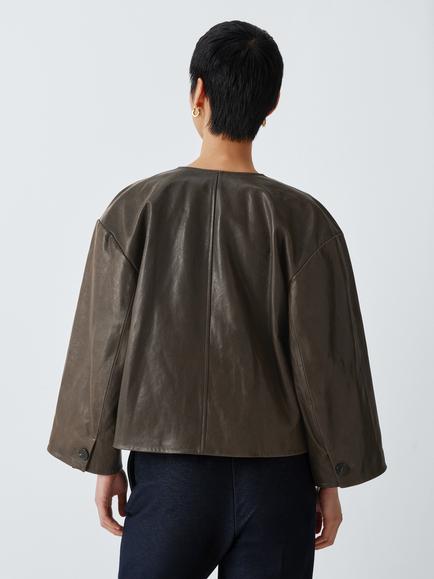 Weekend MaxMara Caliga Leather Jacket, Khaki - view 2, Kaki