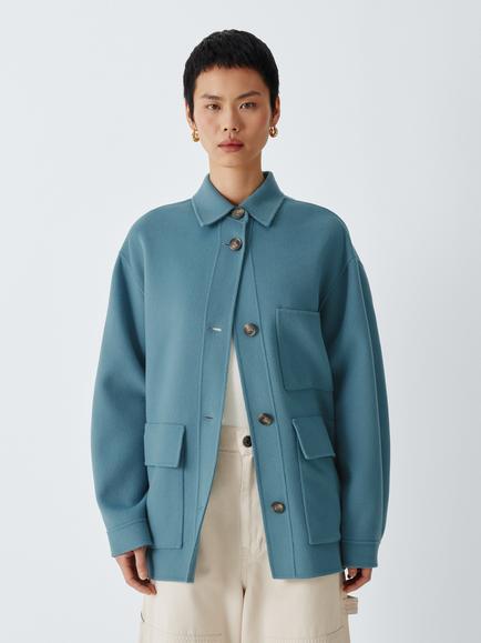 Weekend MaxMara Folk Short Wool Coat, Light Blue, Light Blue