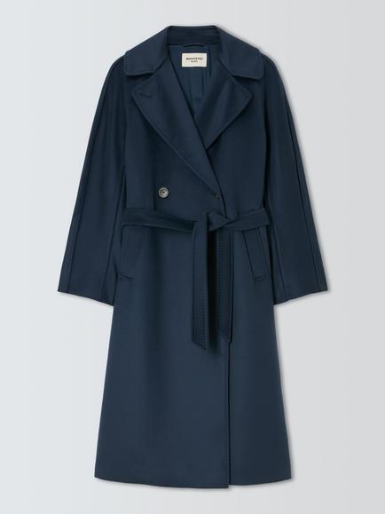 Weekend MaxMara Wool Double Breasted Trench Coat, Navy, Navy