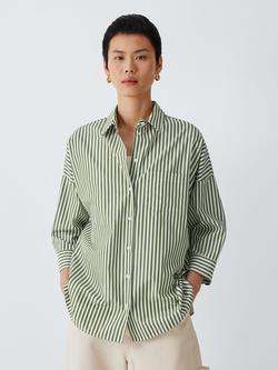 Weekend MaxMara Giralda Striped Cotton Shirt, Green Stripe, Green Stripe