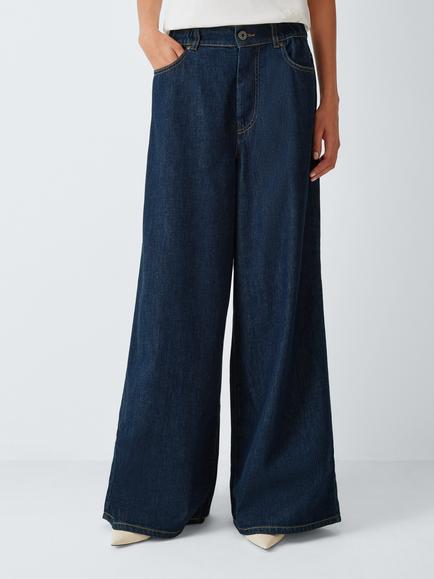 Weekend MaxMara Zattera Mid Rise Wide Leg Jeans, Navy Dark Clean, Navy Dark Clean