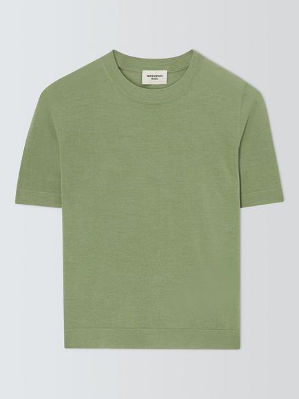 Weekend MaxMara Wool Blend Knit T-Shirt, Green, Green