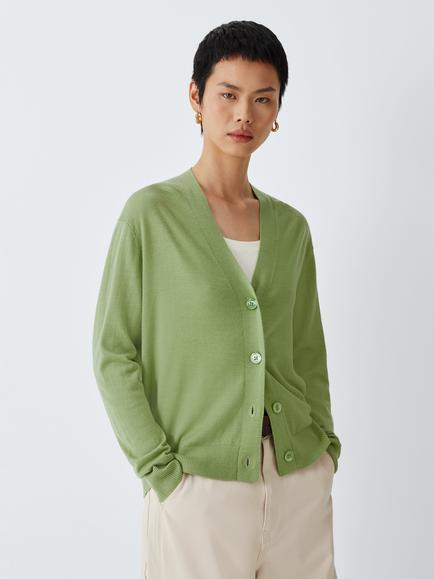 Weekend MaxMara Torre Wool and Silk Blend Cardigan, Green, Green