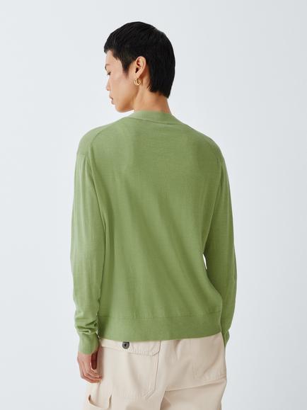 Weekend MaxMara Torre Wool and Silk Blend Cardigan, Green - view 2, Green