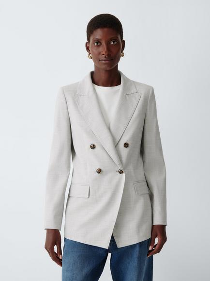 Marella Double Breasted Tailored Jacket, Light Grey, Light Grey