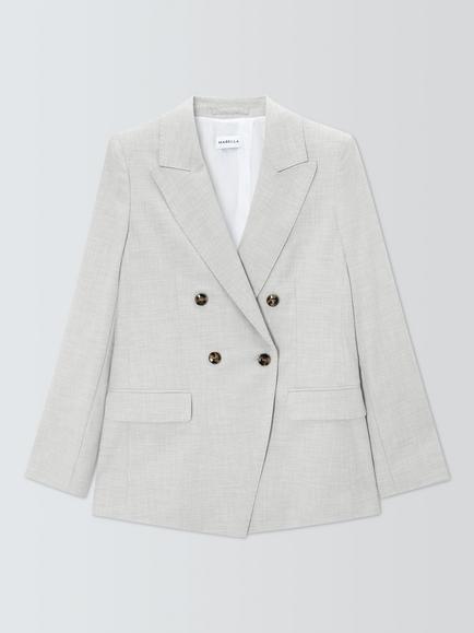 Marella Double Breasted Tailored Jacket, Light Grey, Light Grey