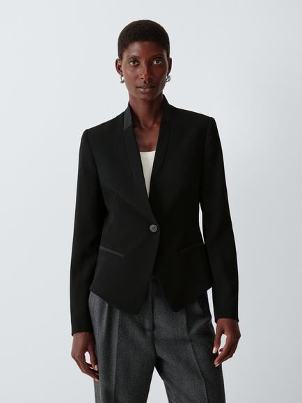 Marella Miranda Short Envers Satin Blazer, Black, Black