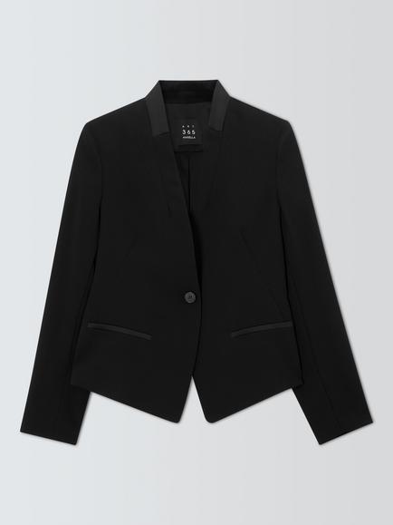 Marella Miranda Short Envers Satin Blazer, Black, Black