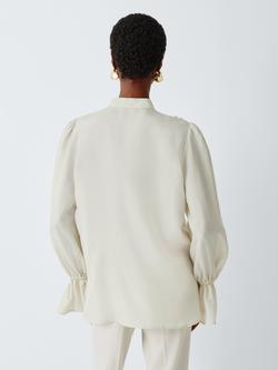 Marella Caldaia Ruffled Silk Blouse, White - view 2, White