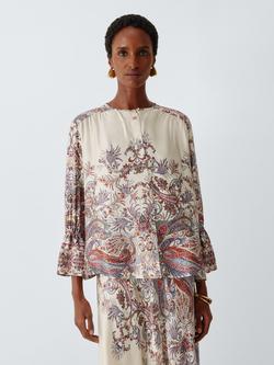 Marella Girino Paisley Long Sleeve Blouse, Cream Cachemire, Cream Cachemire
