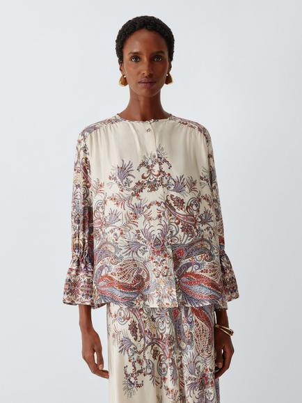 Marella Girino Paisley Long Sleeve Blouse, Cream Cachemire, Cream Cachemire