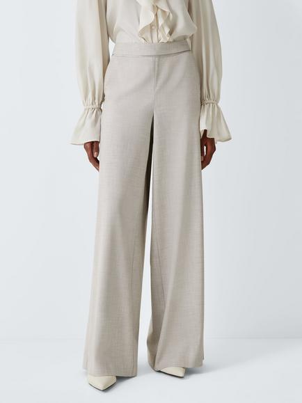 Marella Pausa Wide Leg Tailored Trousers, Light Grey, Light Grey