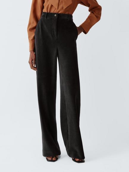 Marella MLSASTRALE Cotton Blend Mid Rise Trousers, Dark Grey, Dark Grey