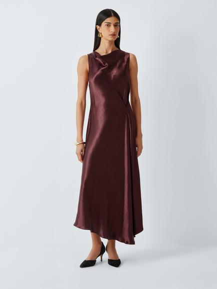 Marella Millibero Sleeveless A-Line Midi Dress, Bordeaux, Bordeaux