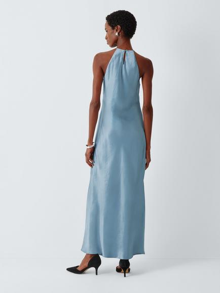 Marella MLLORIGINE Sleeveless Halterneck Maxi Dress, Dust Blue - view 2, Dust Blue