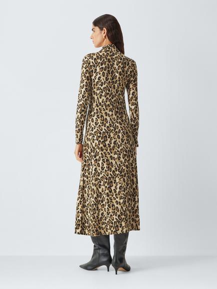 Marella Sgirino Animal Print Midi Dress, Brown/Multi - view 2, Brown Multi