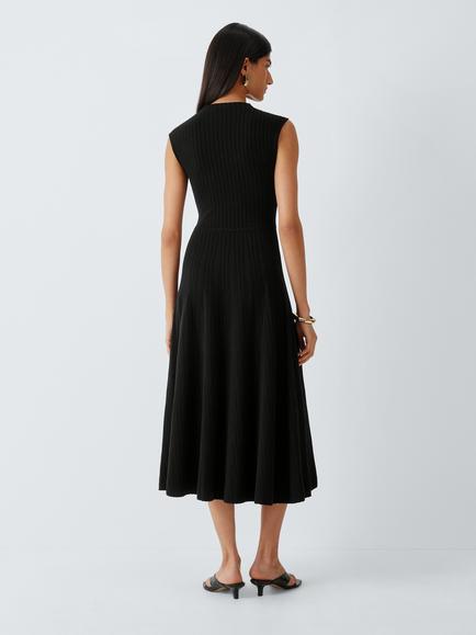 Marella MLSTARSIO Sleeveless High Neck Midi Dress, Black - view 2, Black