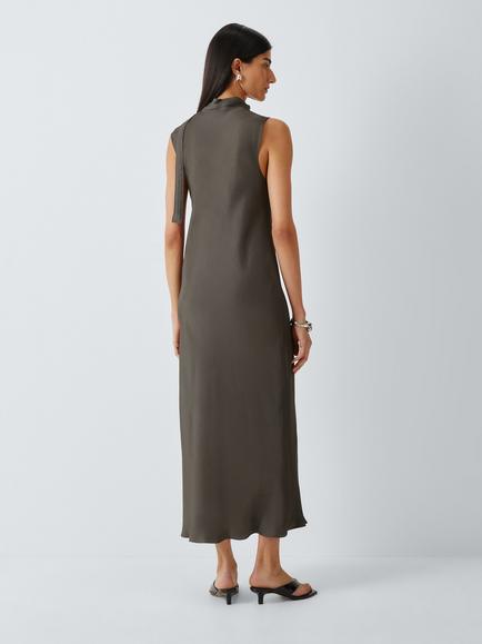 Marella MLSTROPICO Sleeveless Cowl Neck Midi Dress, Dark Grey - view 2, Dark Grey