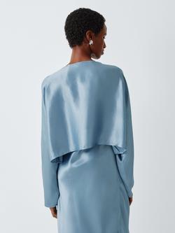 Marella Esposto Loose Cut Satin Blouse, Dust Blue - view 2, Dust Blue