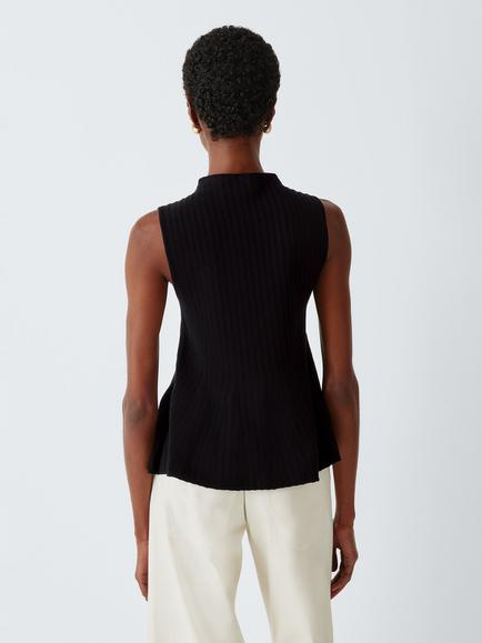Marella MLSRAPACE Sleeveless High Neck Peplum Tank Top, Black - view 2, Black