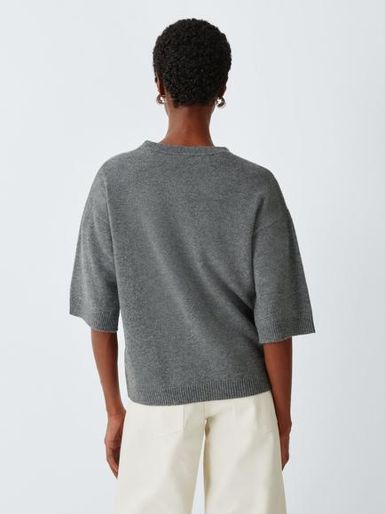 Marella MLSVELA Wool Blend Crew Neck Short Sleeve Jumper, Medium Grey - view 2, Medium Grey