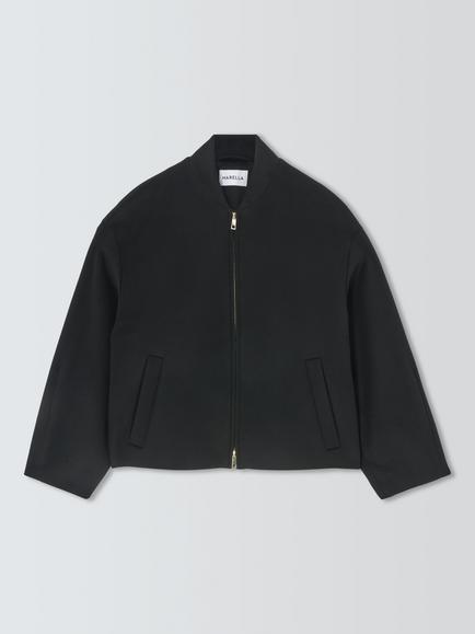 Marella Fiesta Wool Rich Short Bomber Jacket, Black, Black