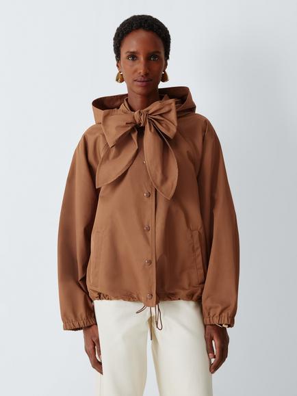 Marella MLSCALAMO Oversize Bow Raincoat, Tobacco Brown, Tobacco Brown