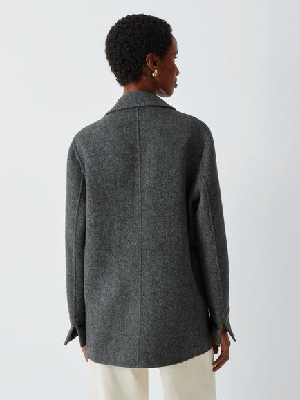 Marella MLSCOLIMBO Pure Wool Button Front Coat, Melange Dark Grey - view 2, Melange Dark Grey