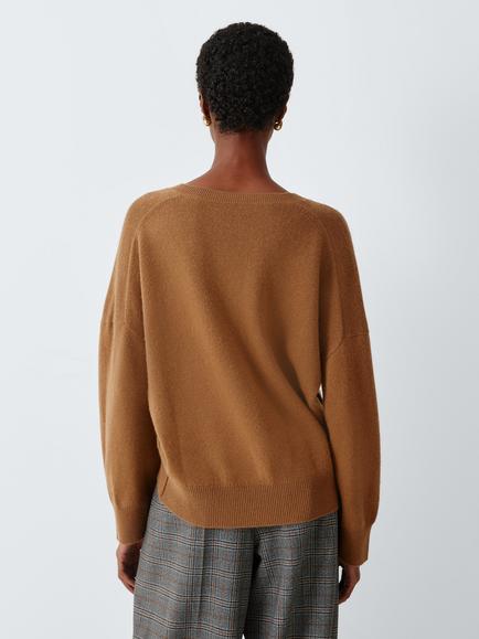 Marella MLSEDITORE Wool Blend V-Neck Jumper, Camel - view 2, Camel