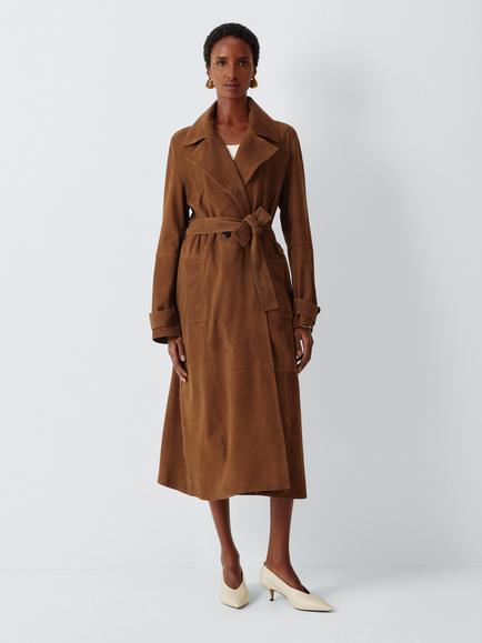 Marella MLLSALETTA Leather Trench Coat, Cognac, Cognac