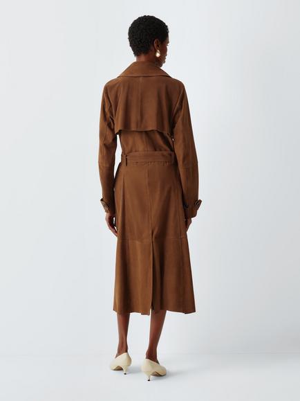 Marella MLLSALETTA Leather Trench Coat, Cognac - view 2, Cognac