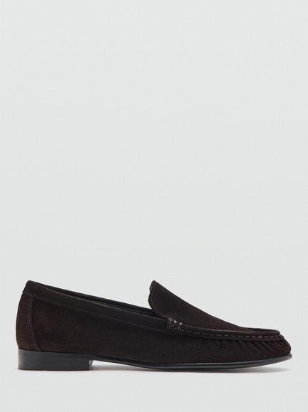 Mango Suede Gathered Moccasins, Chocolate, Chocolate