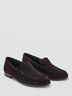 Mango Suede Gathered Moccasins, Chocolate - view 2, Chocolate