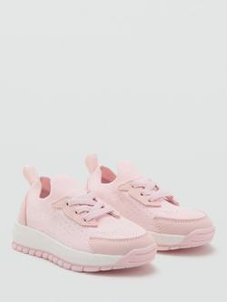 Mango Kids' Lace Up Trainers, Light Pink - view 2, Light Pink