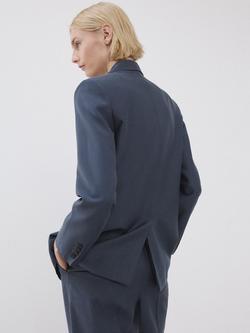Mango Double Breasted Tailored Suit Blazer, Blue - view 2, Blue