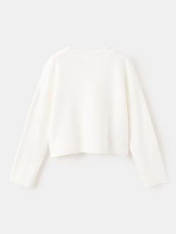 Mango Kids' Rib Knit Cardigan, Off White - view 2, Off White