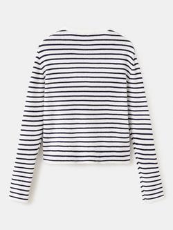 Mango Kids' Rib Knit Stripe Cardigan, Off White - view 2, Off White