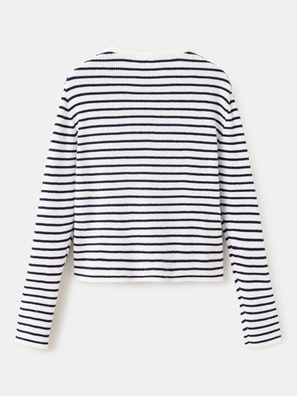 Mango Kids' Rib Knit Stripe Cardigan, Off White - view 2, Off White
