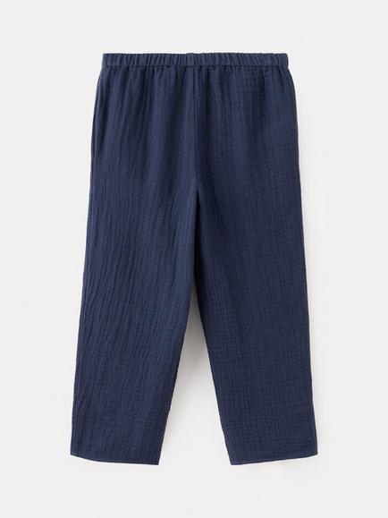 Mango Kids' Cotton Embroidered Trousers, Navy - view 2, Navy