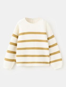 Mango Kids' Ribbed Cotton Jumper, Mustard, Mustard