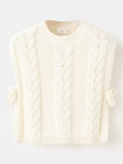 Mango Kids' Chunky Knit Sleeveless Vest, Off White, Off White