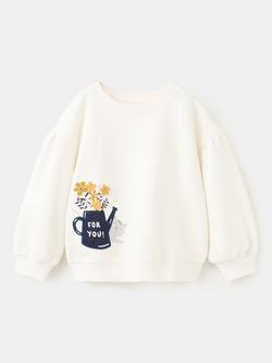 Mango Kids' Cotton Applique Sweatshirt, Off White, Off White