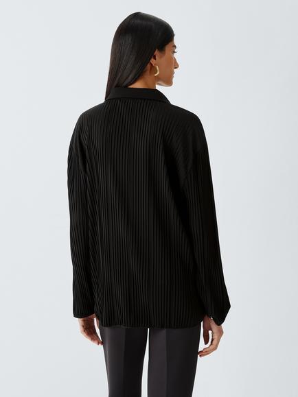 MM by MaxMara Fastoso Textured Long Sleeve Blouse, Black - view 2, Black