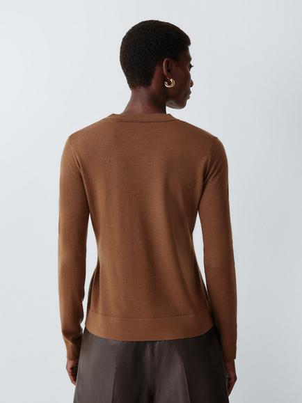 M-M by MaxMara Tempo Wool Jumper, Hazelnut Brown - view 2, Hazelnut Brown