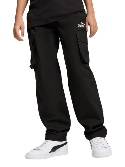 PUMA Kids' Youth Woven Cargo Trousers, Loden Green, Puma Black