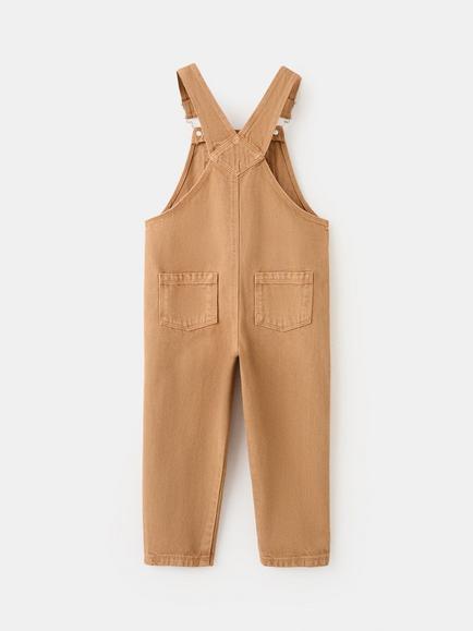 Mango Kids' Cotton Dungarees, Ochre - view 2, Ochre